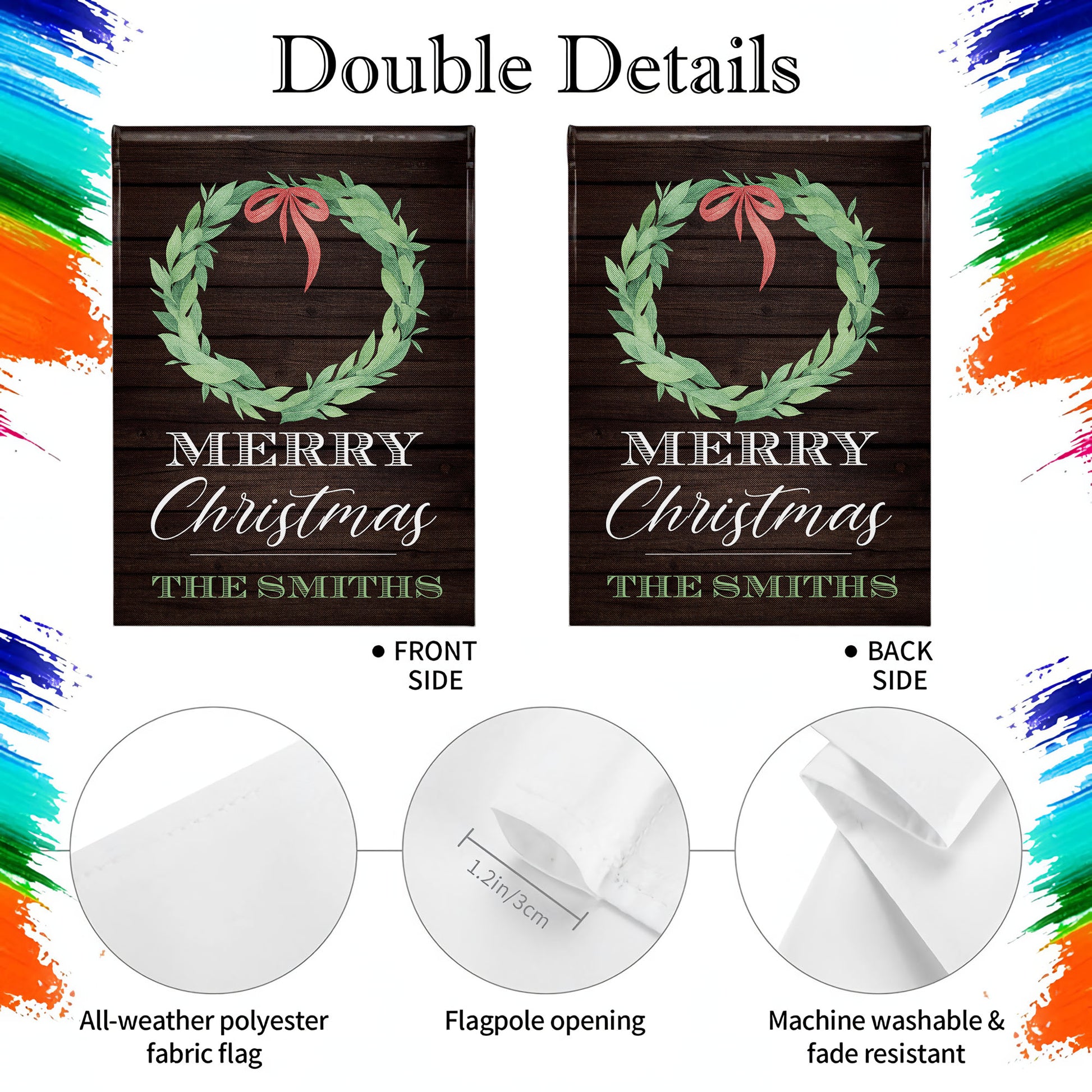 Merry Christmas Wreath On Wooden Background