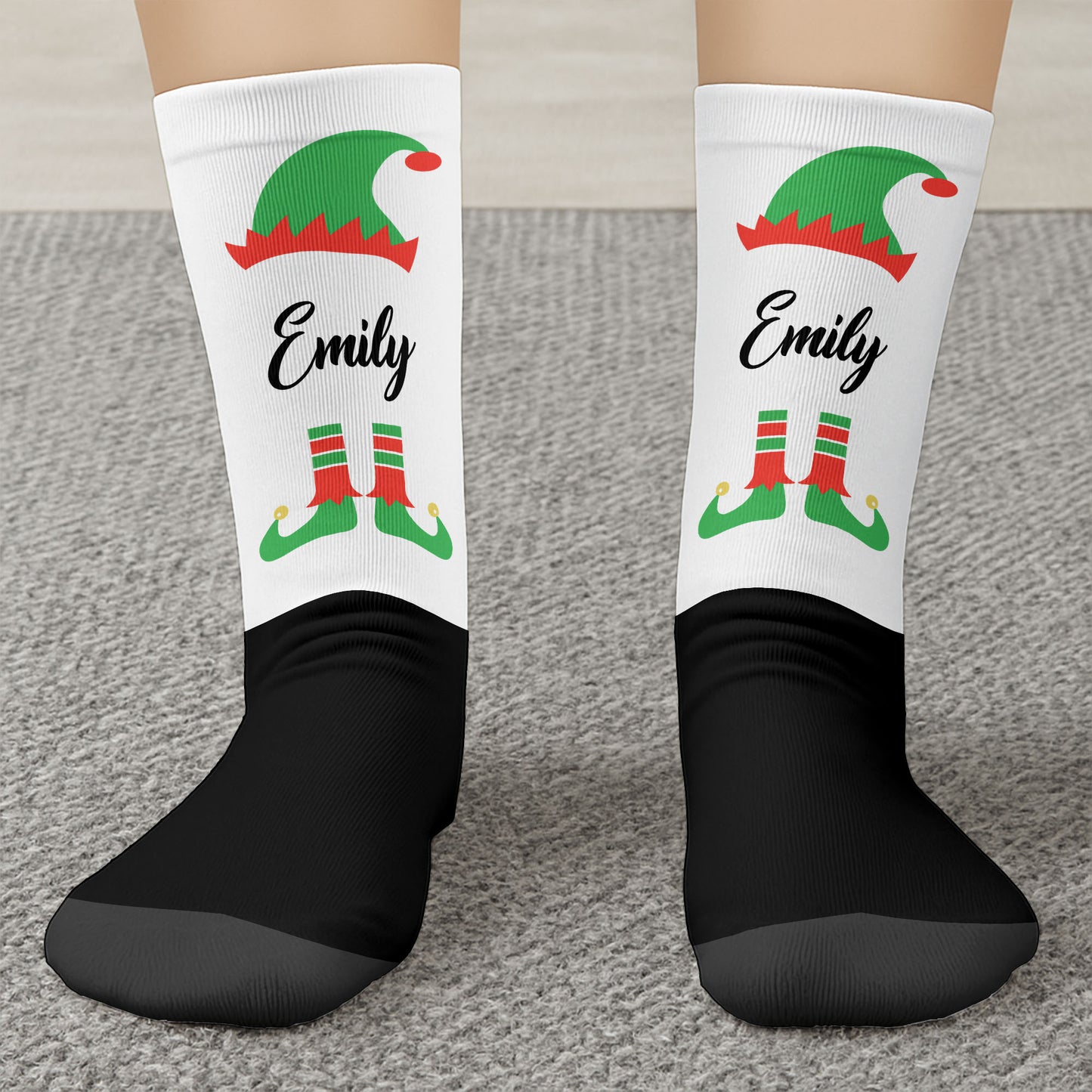 Festive Elf Boots On Cozy Christmas Socks