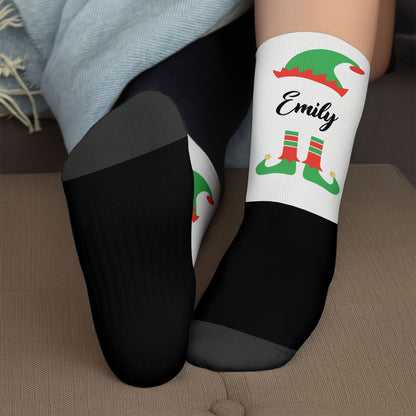 Festive Elf Boots On Cozy Christmas Socks