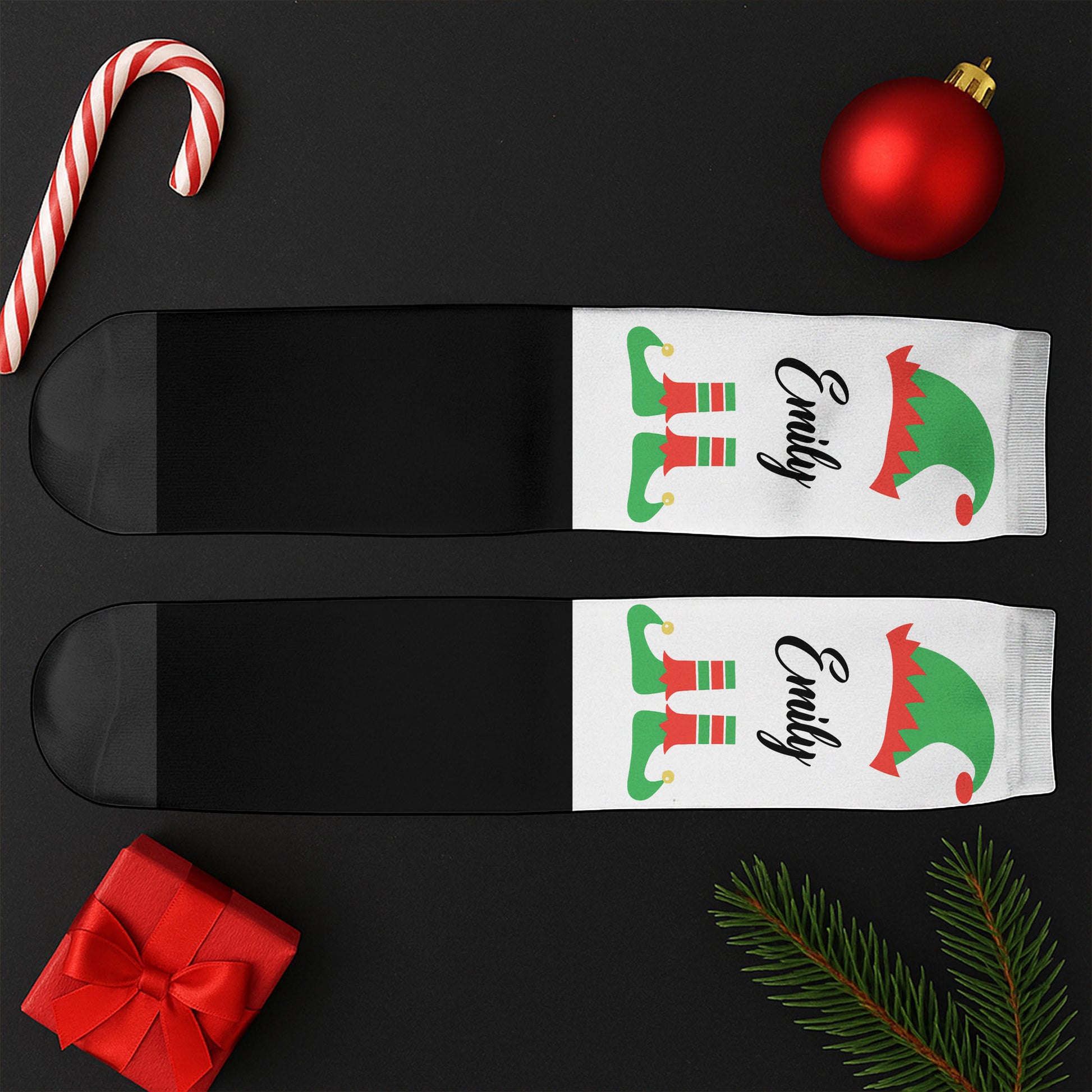 Festive Elf Boots On Cozy Christmas Socks