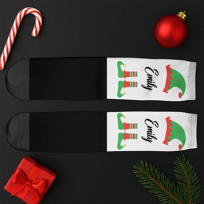 Festive Elf Boots On Cozy Christmas Socks