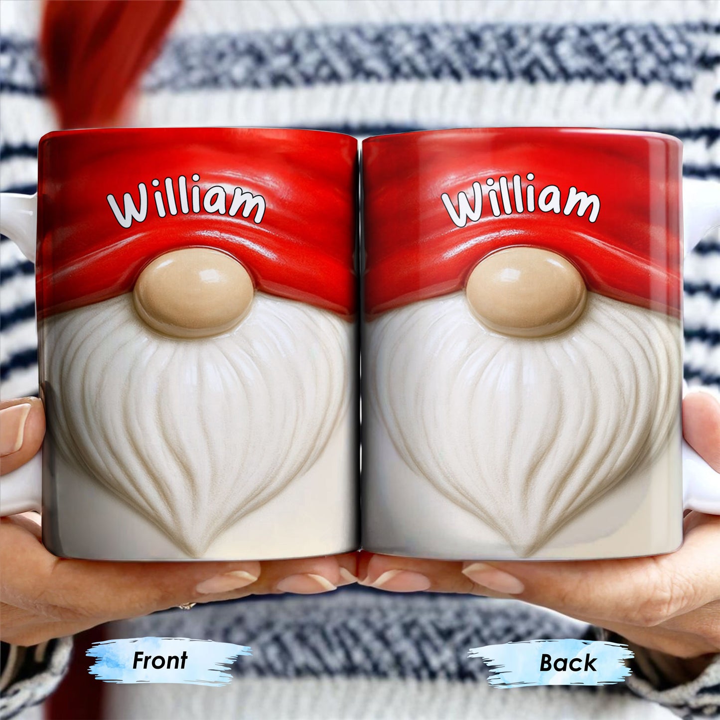 Delight In Every Sip With Festive Beard And Red Hat Design - Personalized Custom Coffee Mug - XMAS062_MG