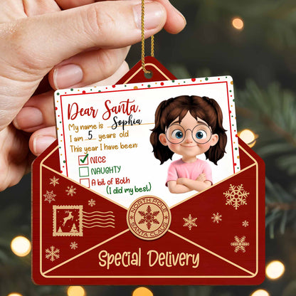Querido Papá Noel, este año he estado, Diseño de letras y copos de nieve - Adorno de madera personalizado, forma personalizada - XMAS085_WDO
