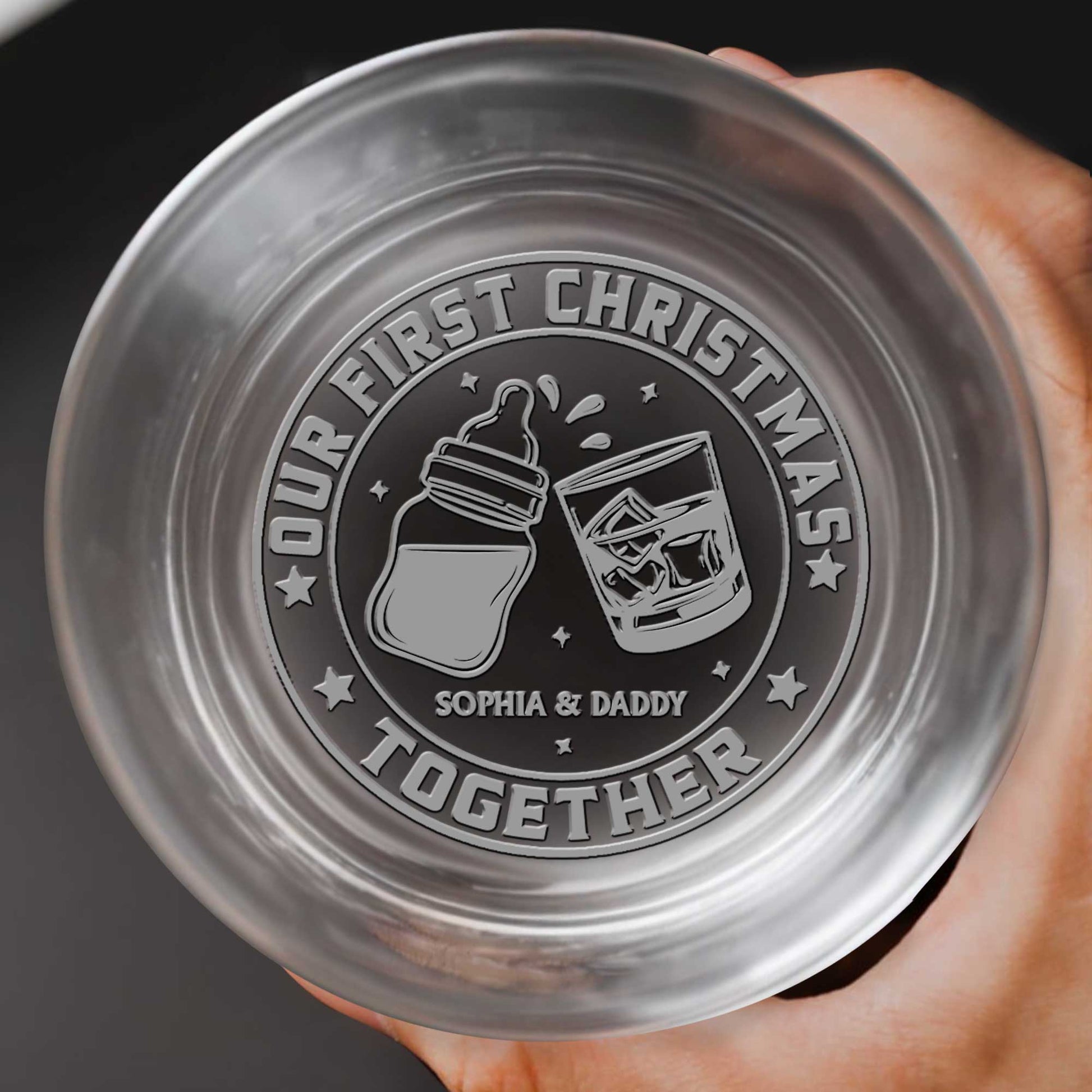 Our First Christmas Together, Baby Bottle And Whiskey Glass