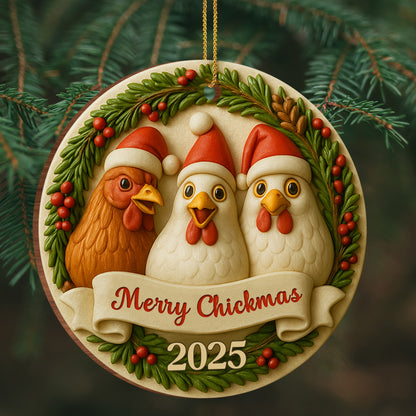 Merry Chickmas With Chickens In Santa Hats