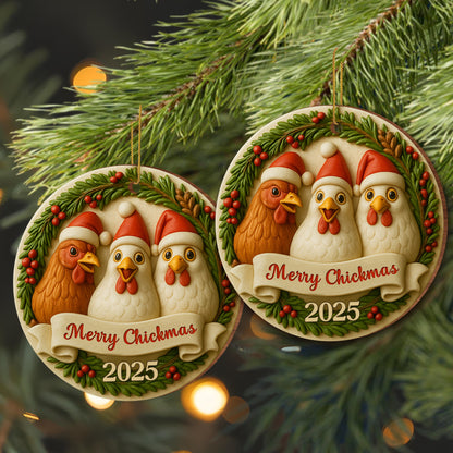 Merry Chickmas With Chickens In Santa Hats