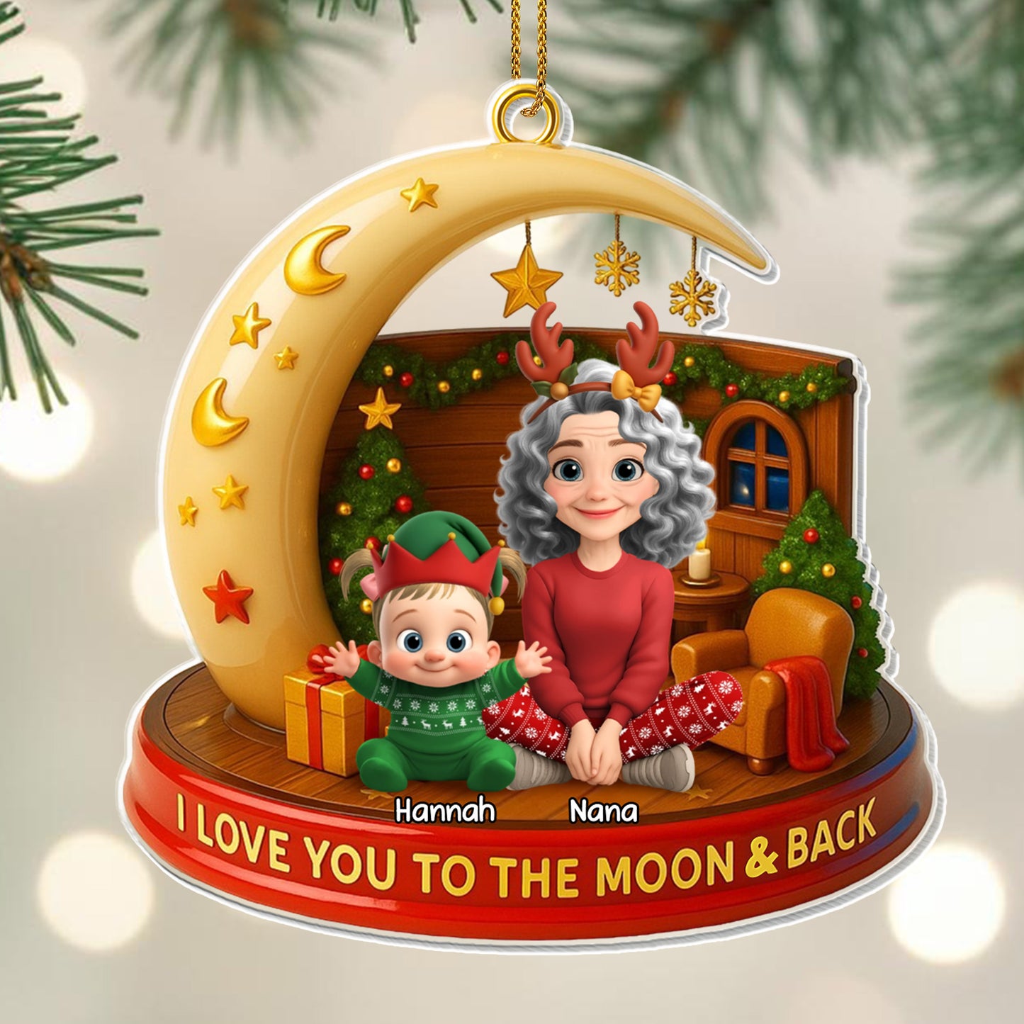 I Love You To The Moon & Back Christmas Ornament