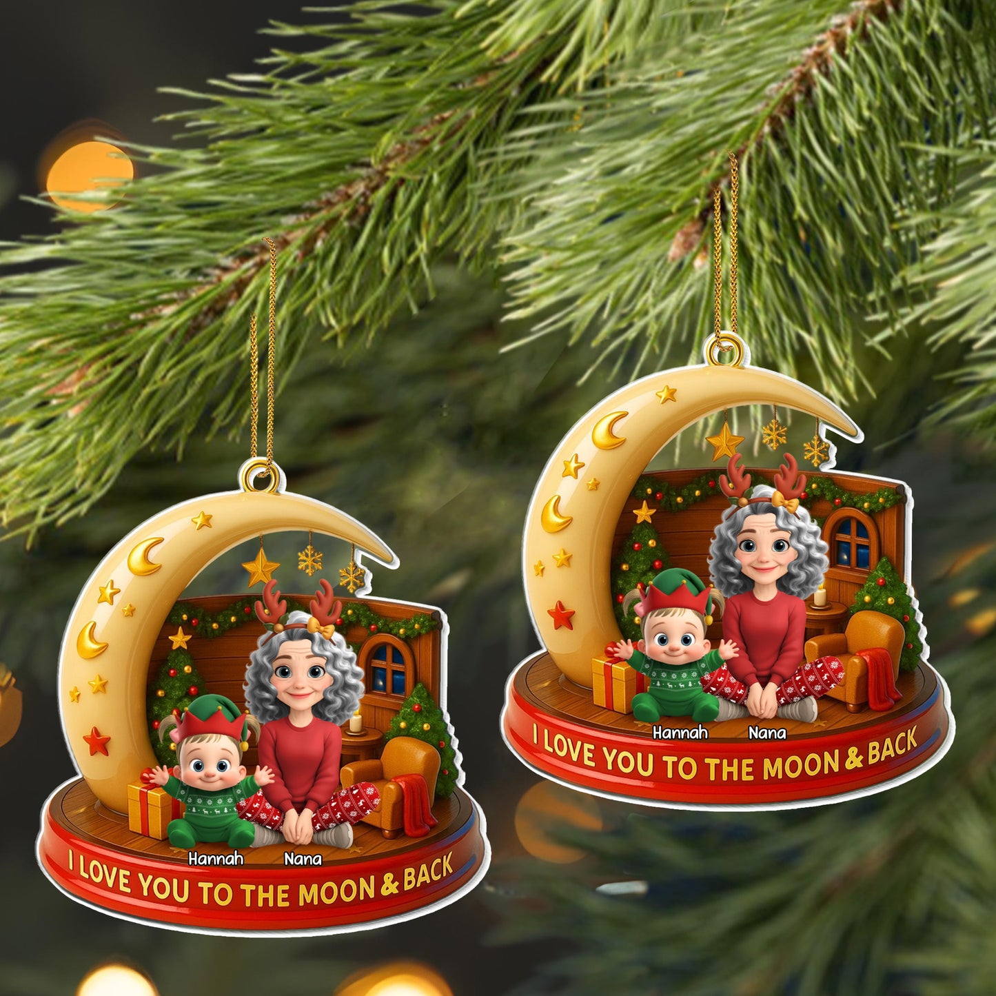 I Love You To The Moon & Back Christmas Ornament