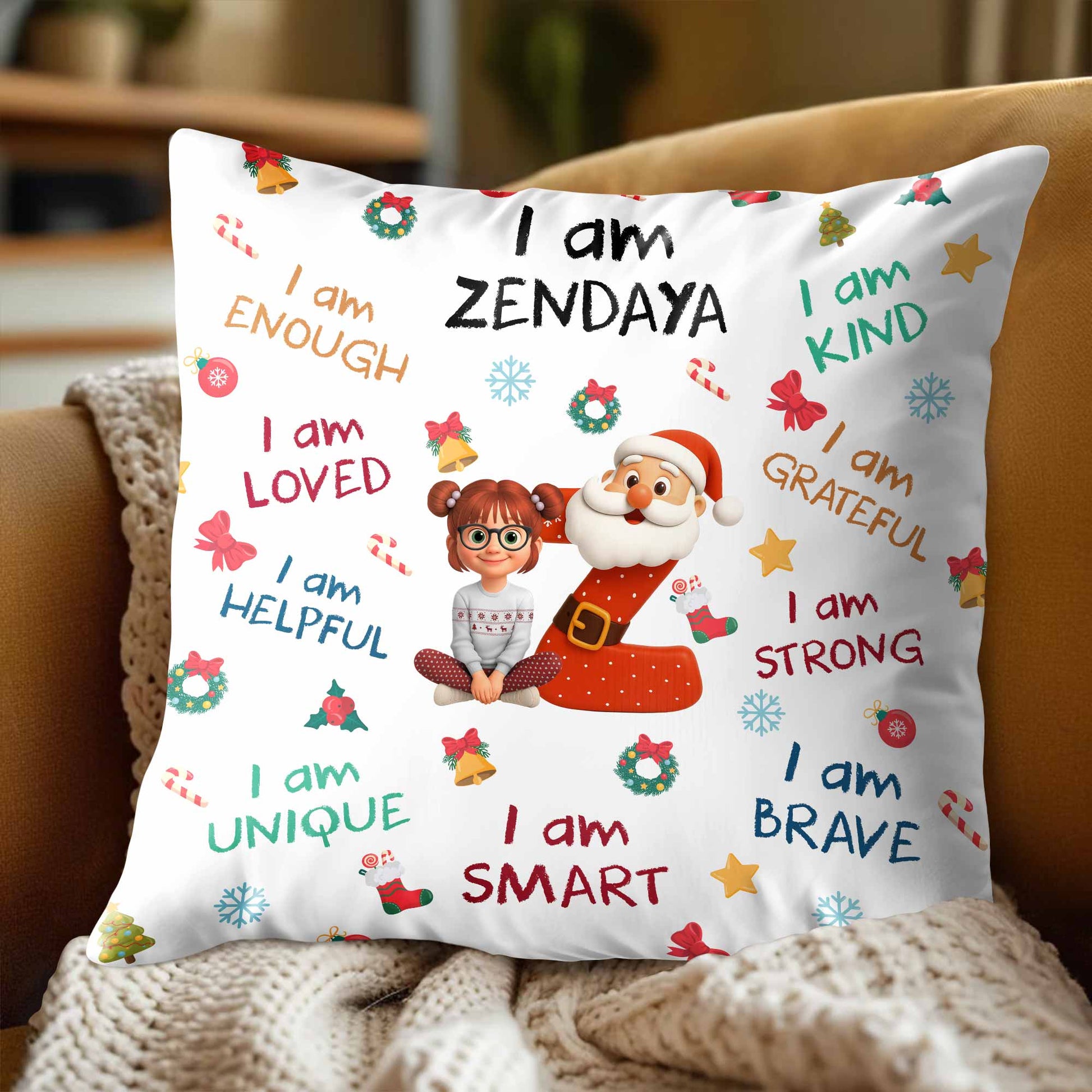 I Am Enough, Loved, Helpful, Unique, Smart With Santa And Elf