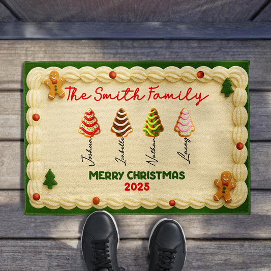 Merry Christmas Gingerbread Man And Christmas Trees