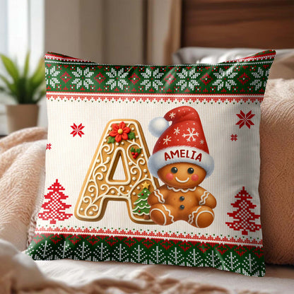 Holiday Joy With Charming Gingerbread And Festive Decorations - Personalized Custom Pillow, Insert Included - XMAS137_PLW