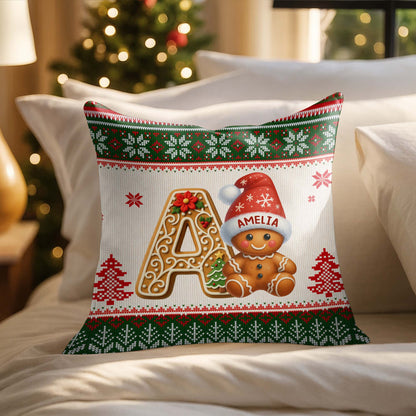 Holiday Joy With Charming Gingerbread And Festive Decorations - Personalized Custom Pillow, Insert Included - XMAS137_PLW
