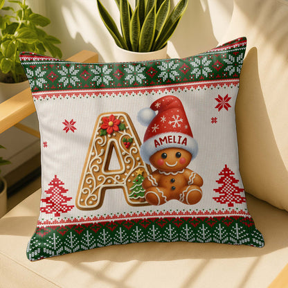Holiday Joy With Charming Gingerbread And Festive Decorations - Personalized Custom Pillow, Insert Included - XMAS137_PLW