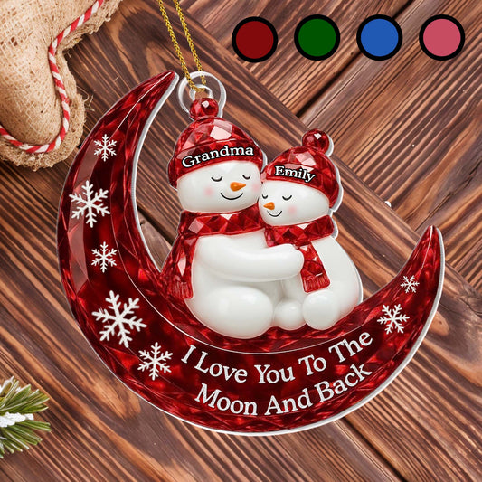 I Love You To The Moon And Back Snowmen Ornament
