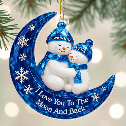 I Love You To The Moon And Back Snowmen Ornament