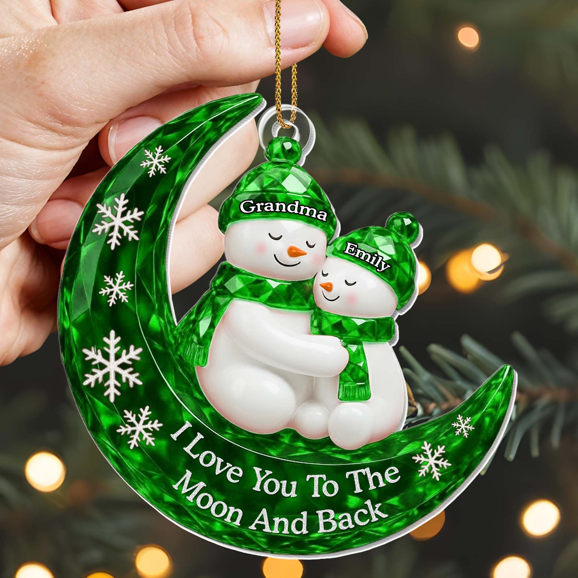I Love You To The Moon And Back Snowmen Ornament