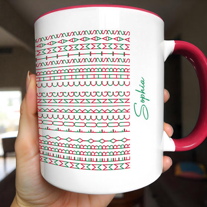 Customizable Name With Geometric Patterns Mug - Personalized Custom Accent Mug - XMAS154_AMUG