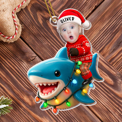 Create A Charming Personalized Ornament With Shark And Christmas Lights