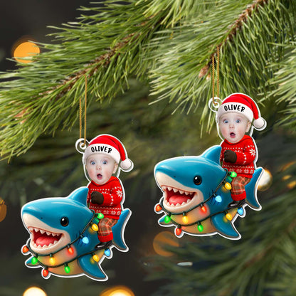 Create A Charming Personalized Ornament With Shark And Christmas Lights