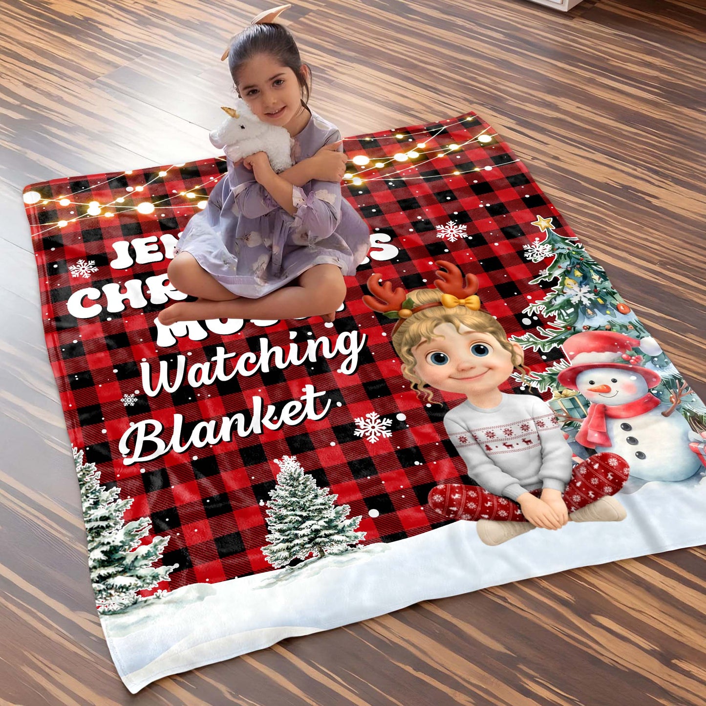 Christmas Movie Watching Blanket With Festive Characters
