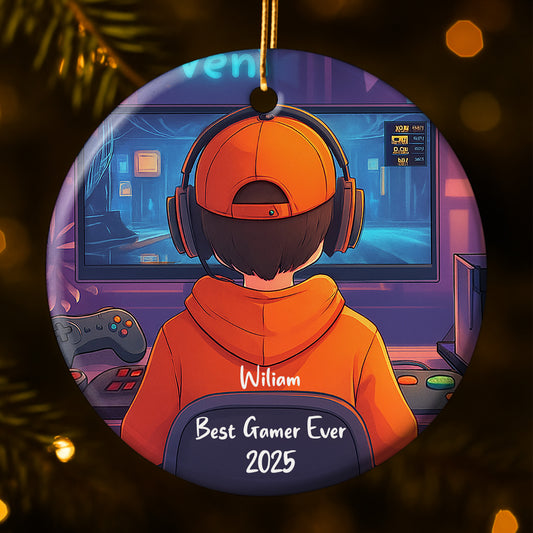 Best Gamer Ever Ornament With Headphones And Controller