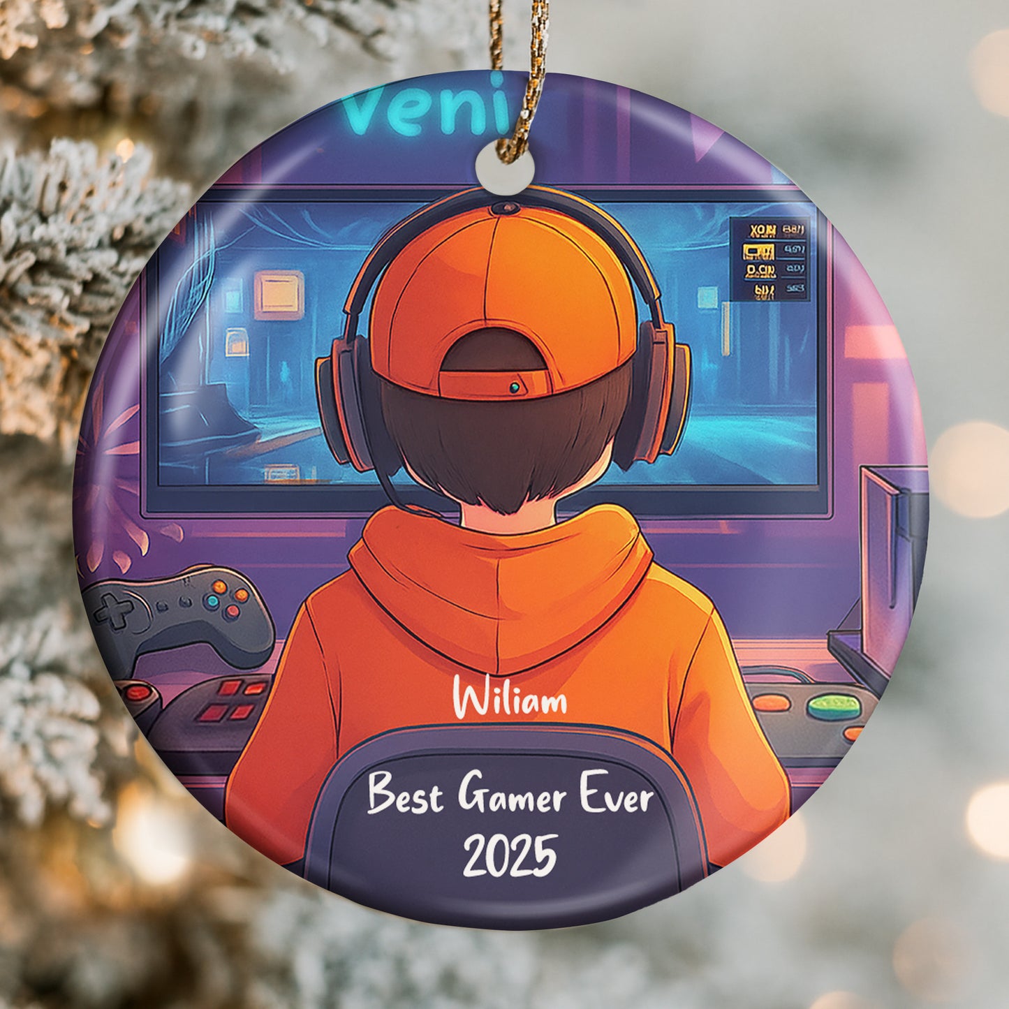 Best Gamer Ever Ornament With Headphones And Controller