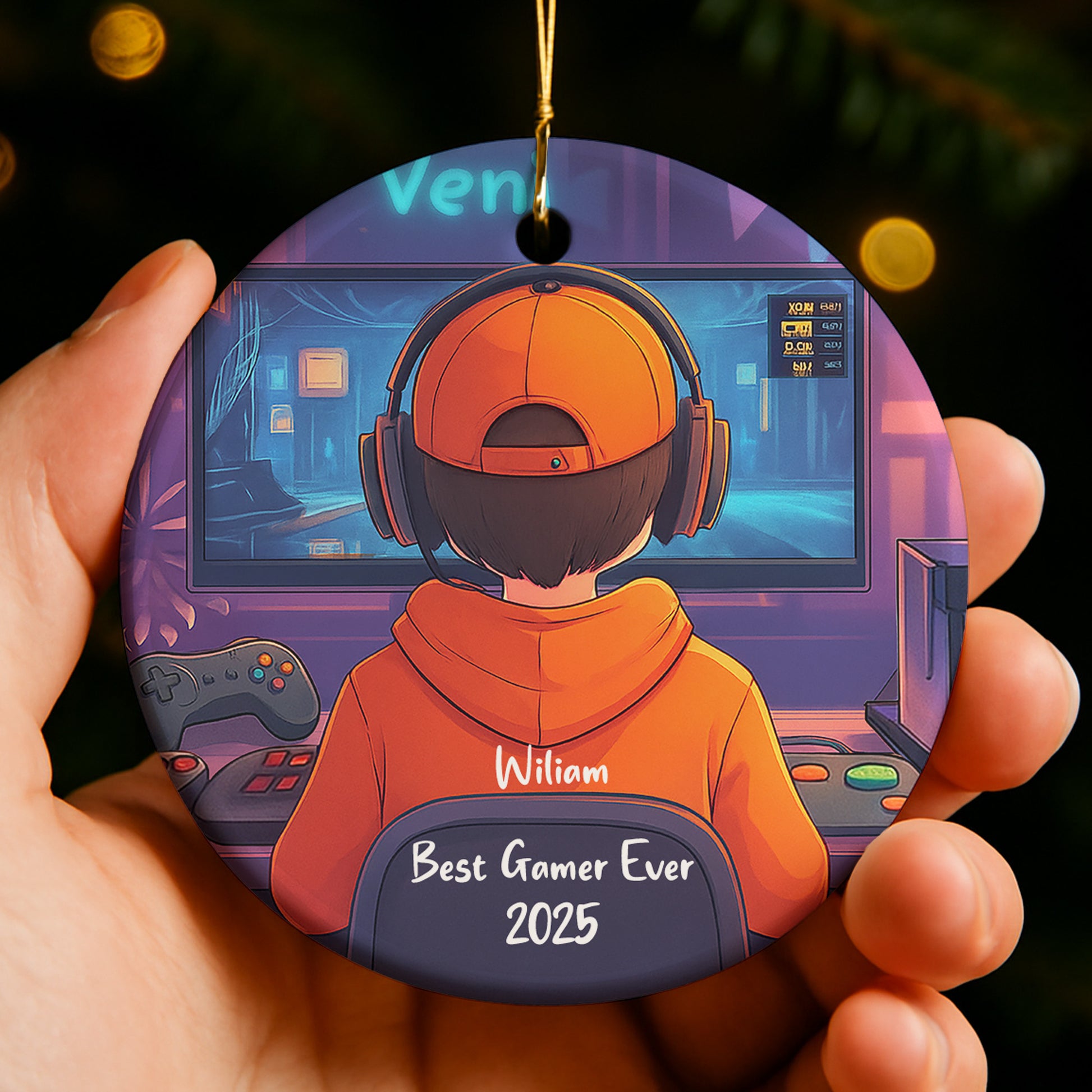 Best Gamer Ever Ornament With Headphones And Controller