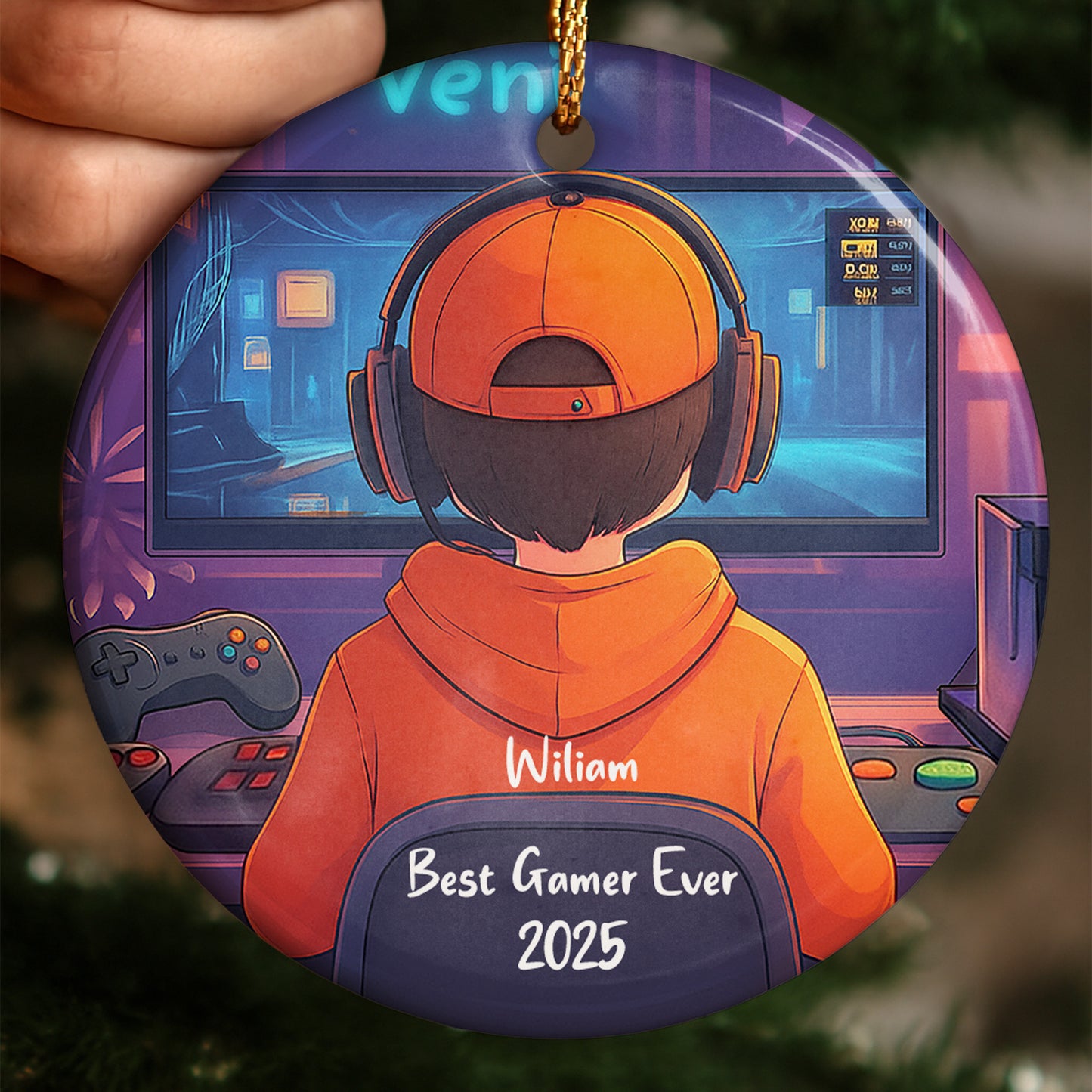 Best Gamer Ever Ornament With Headphones And Controller