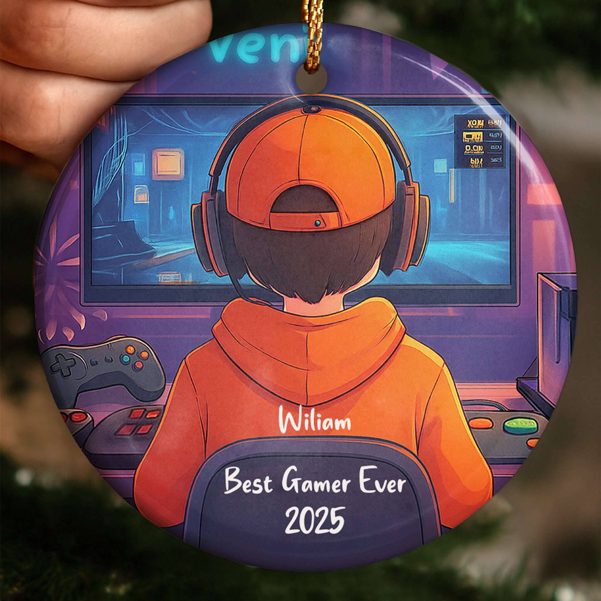 Best Gamer Ever Ornament With Headphones And Controller