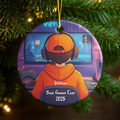 Best Gamer Ever Ornament With Headphones And Controller