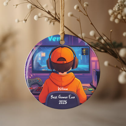 Best Gamer Ever Ornament With Headphones And Controller
