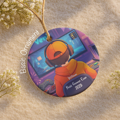 Best Gamer Ever Ornament With Headphones And Controller