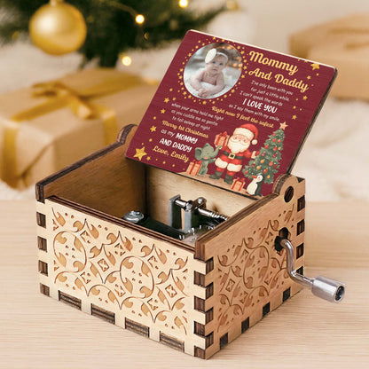 Merry 1st Christmas As My Mommy And Daddy With Santa And Gifts