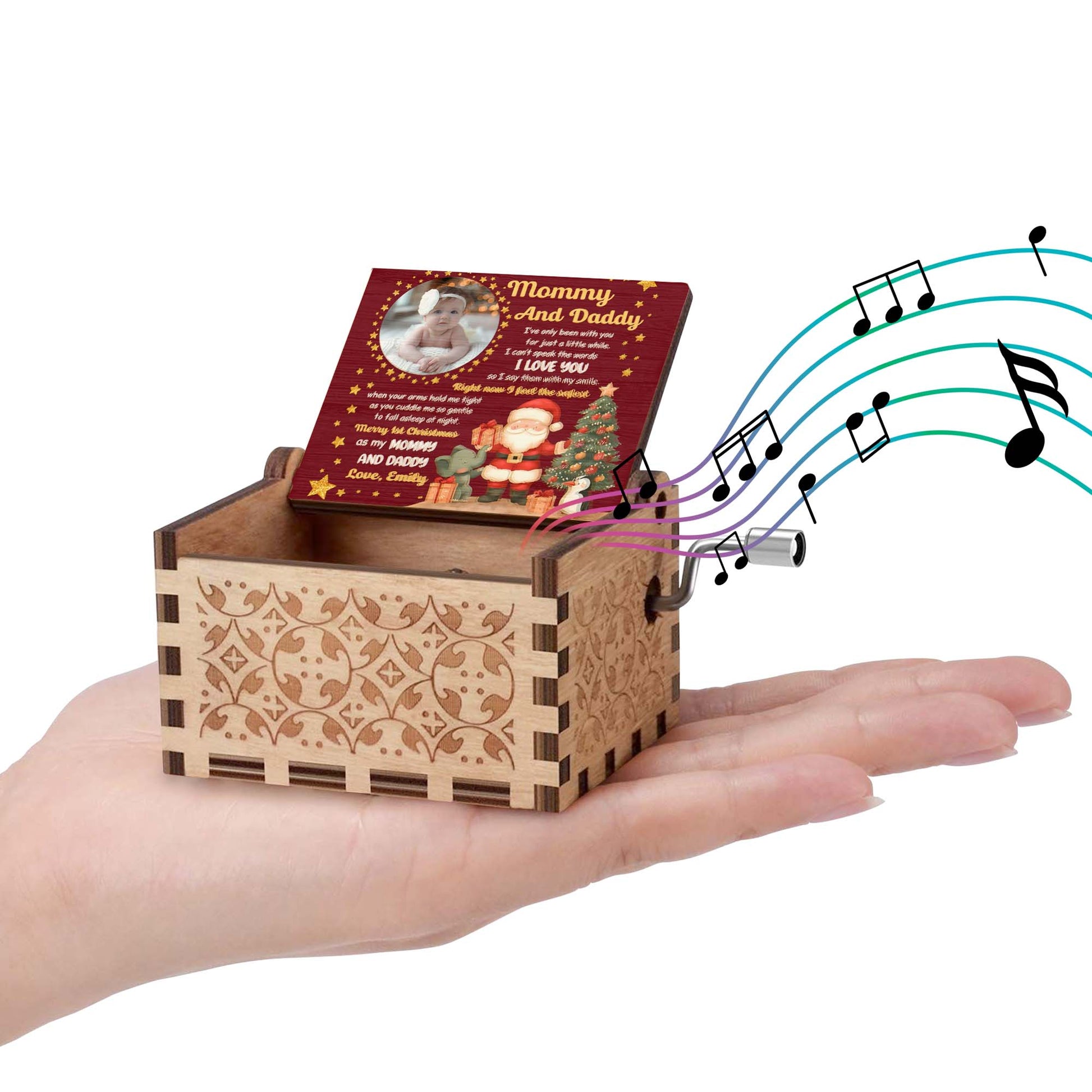 Merry 1st Christmas As My Mommy And Daddy With Santa And Gifts