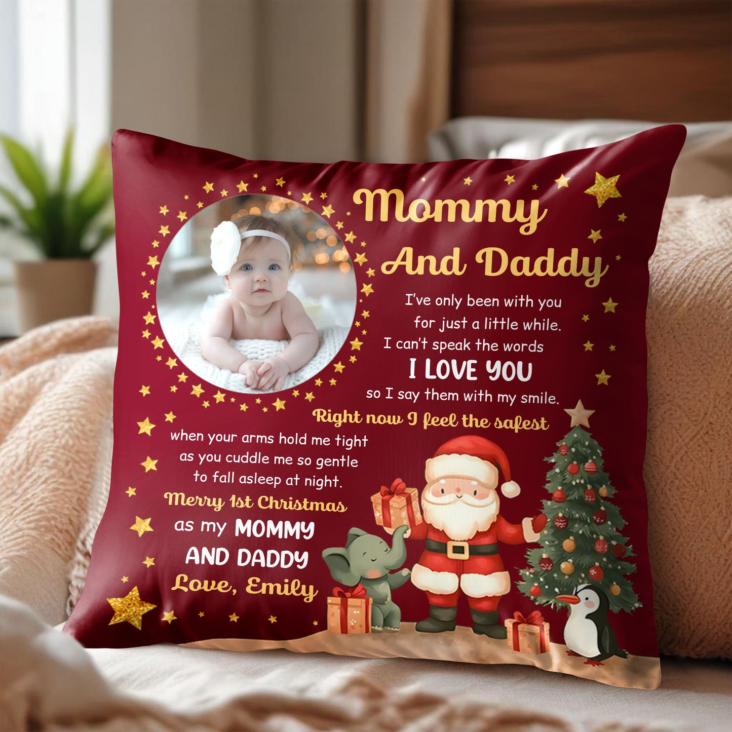 Merry 1st Christmas As My Mommy And Daddy With Seasonal Characters