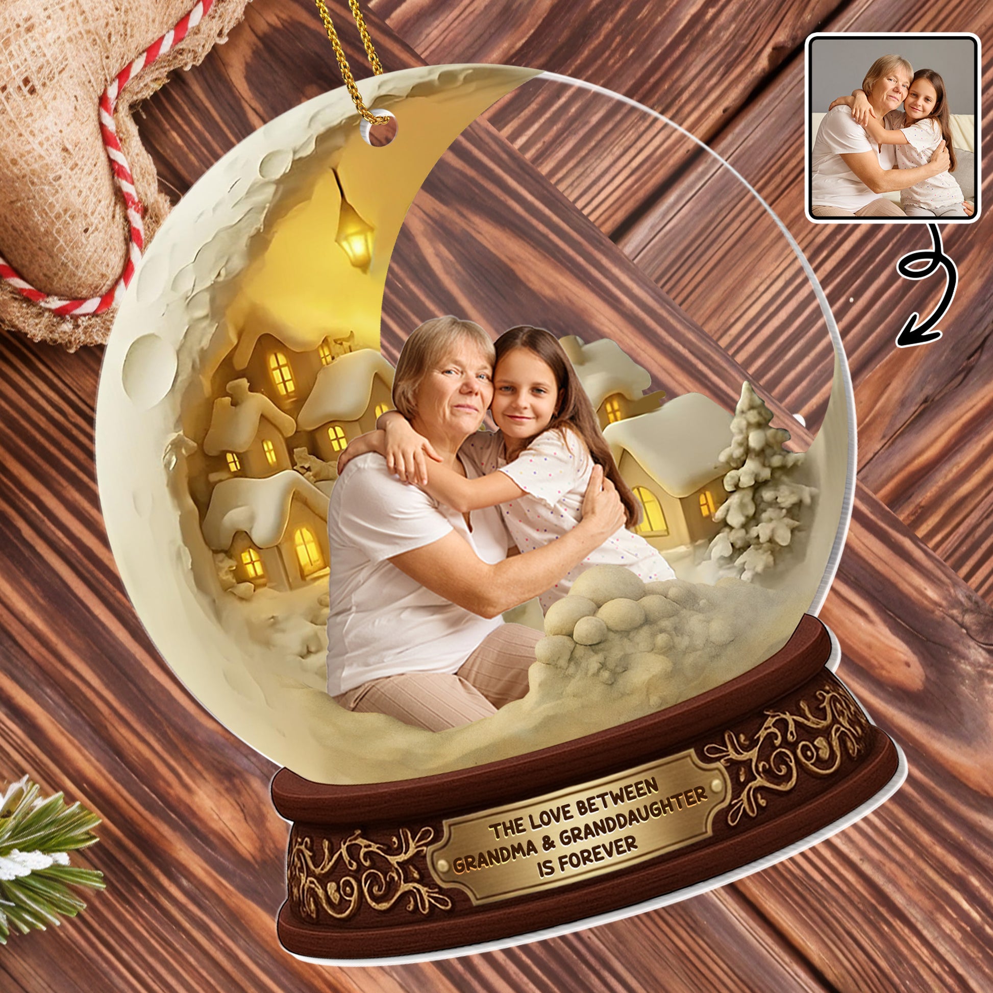 The Love Between Grandma And Granddaughter, Moon And Houses