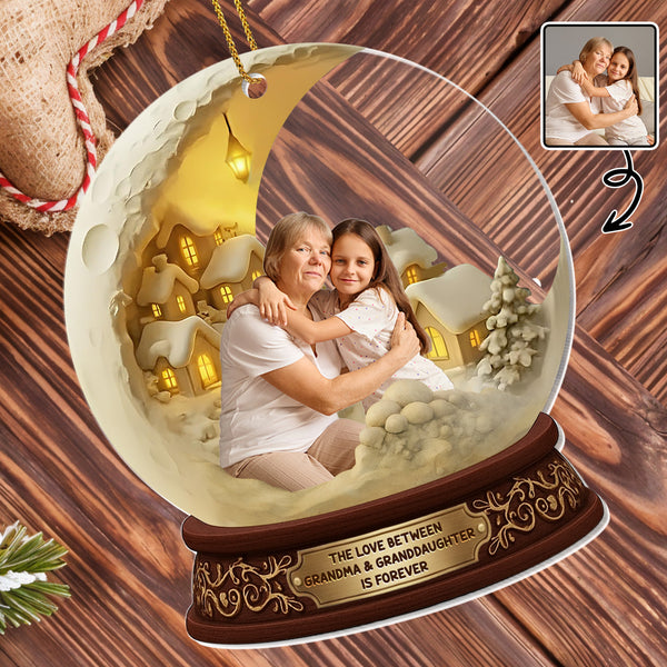 The Love Between Grandma And Granddaughter, Moon And Houses