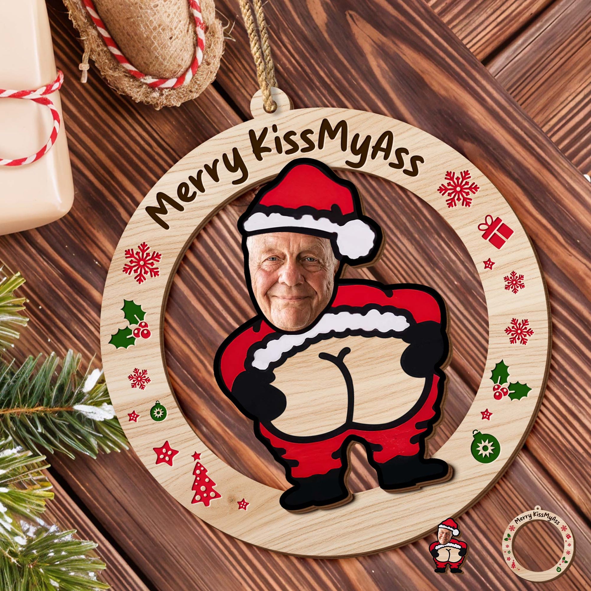 Merry KissMyAss Santa Claus Holiday Ornament