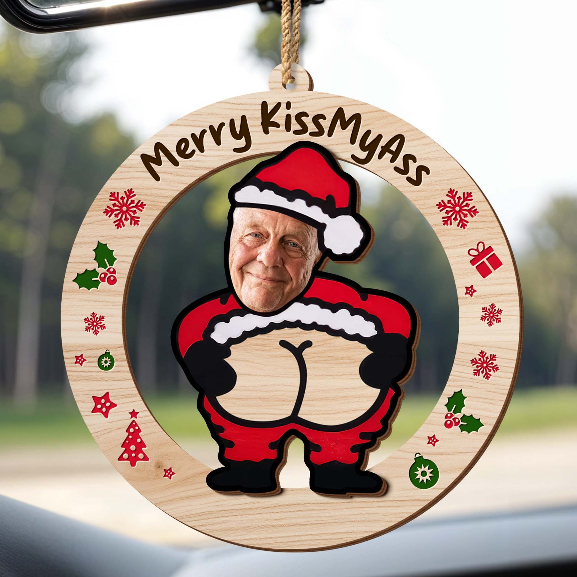 Merry KissMyAss Santa Claus Holiday Ornament