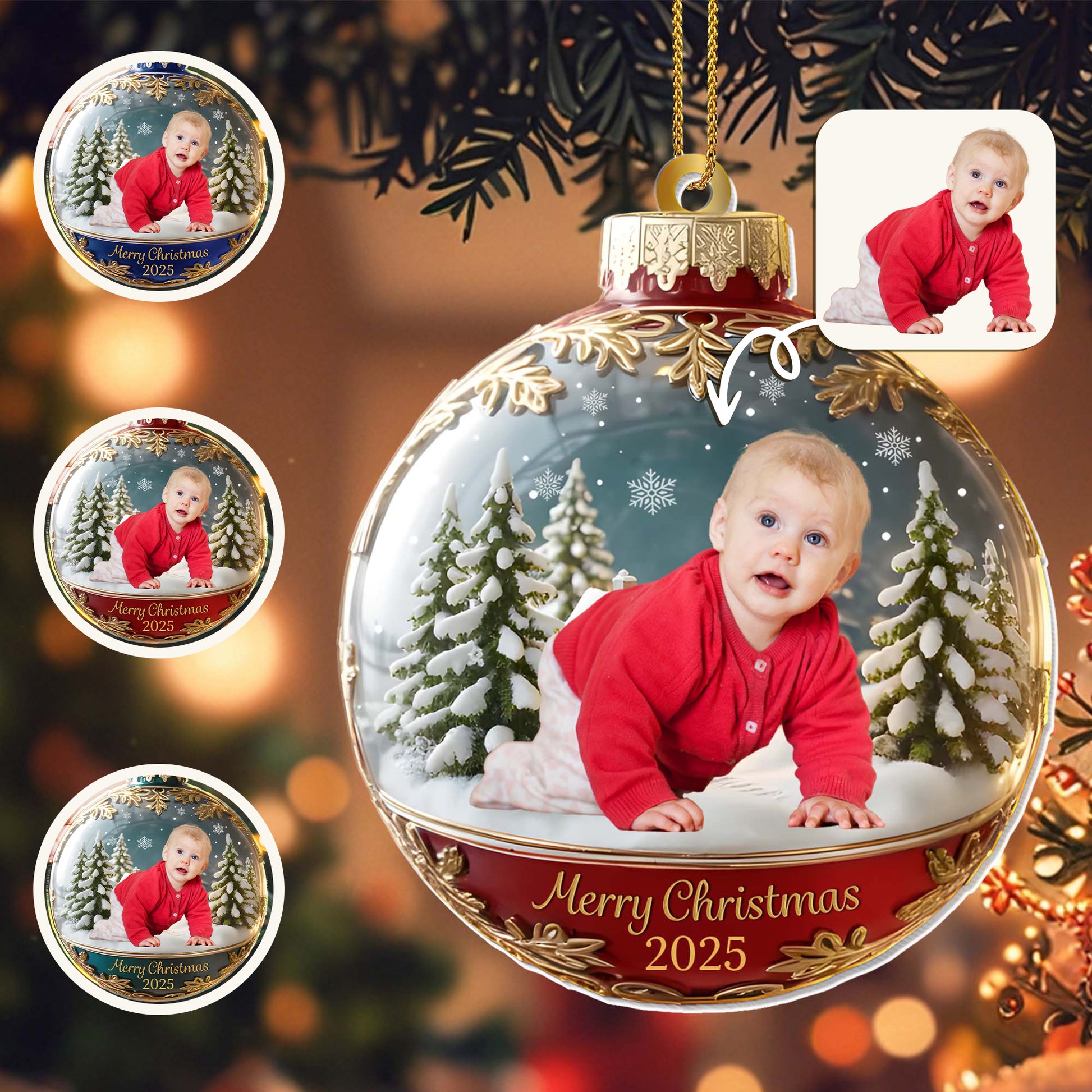 Merry Christmas Baby And Christmas Trees