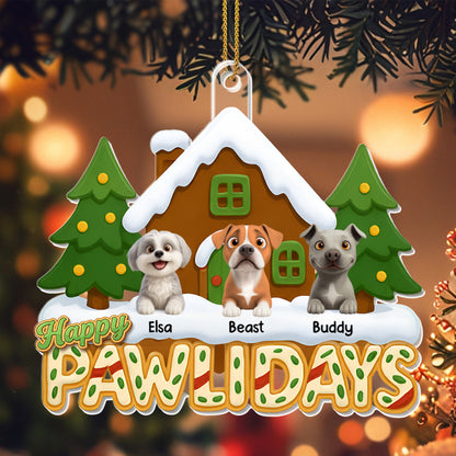 Happy Pawlidays, Dogs And Christmas Tree Ornament