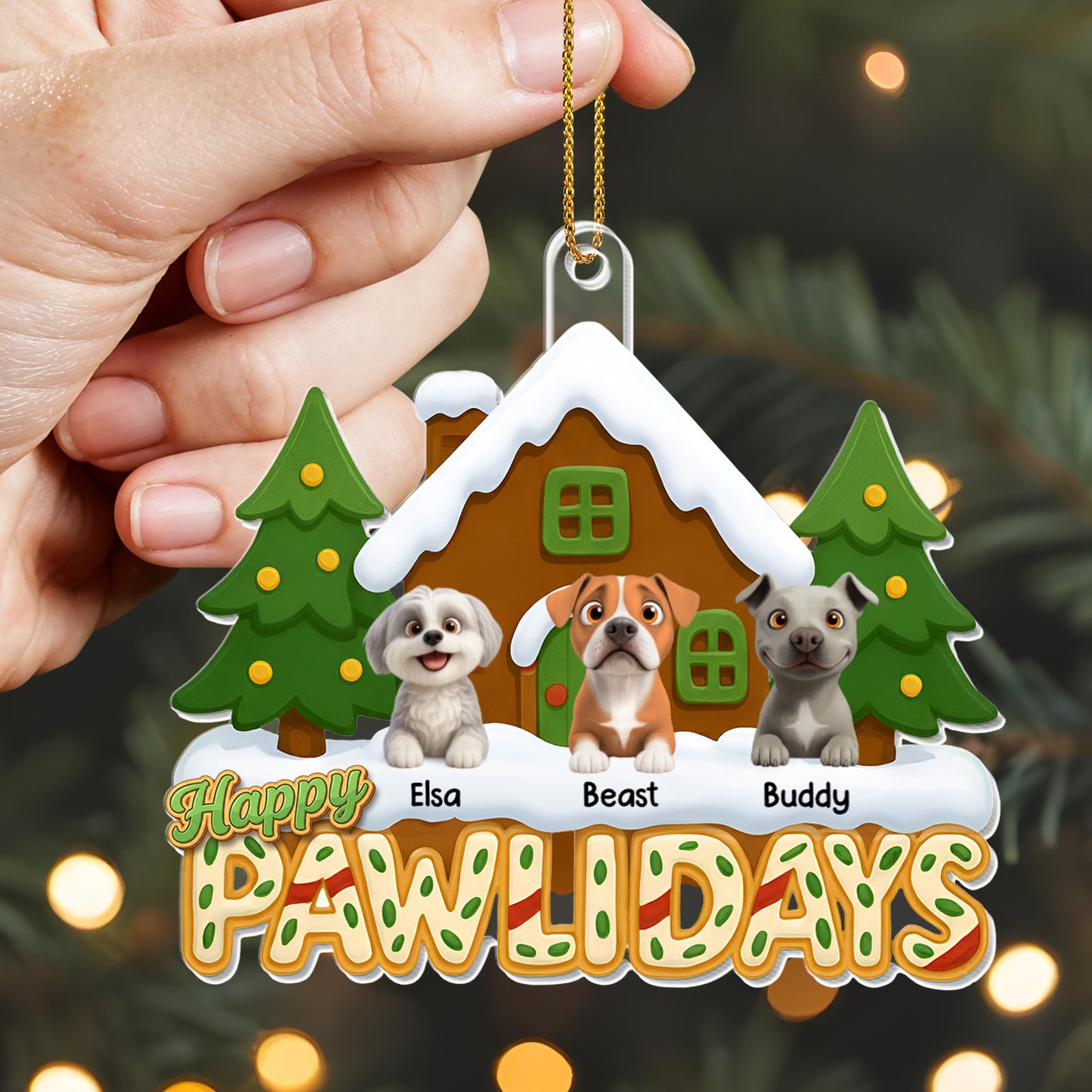 Happy Pawlidays, Dogs And Christmas Tree Ornament