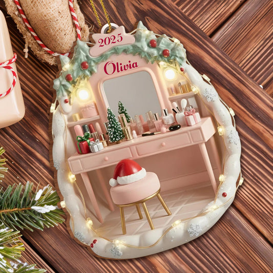 Personalized Vanity Ornament With Christmas Decorations
