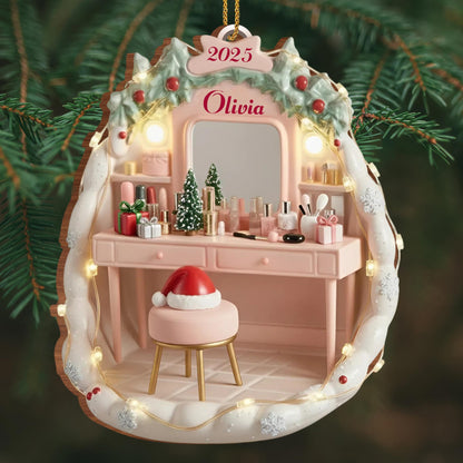 Personalized Vanity Ornament With Christmas Decorations