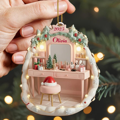 Personalized Vanity Ornament With Christmas Decorations