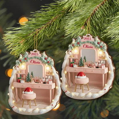 Personalized Vanity Ornament With Christmas Decorations