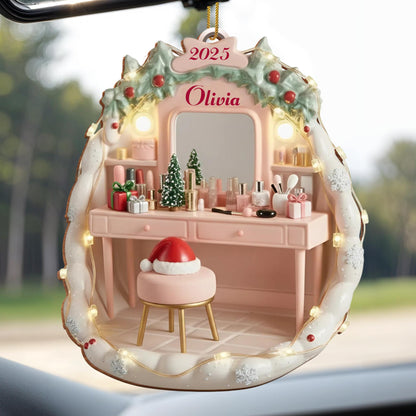 Personalized Vanity Ornament With Christmas Decorations