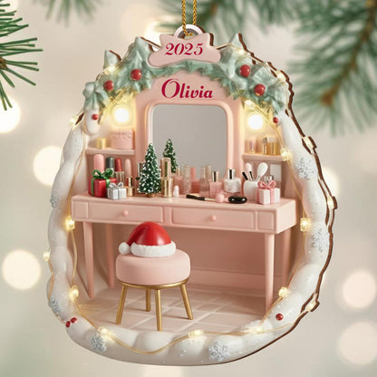 Personalized Vanity Ornament With Christmas Decorations
