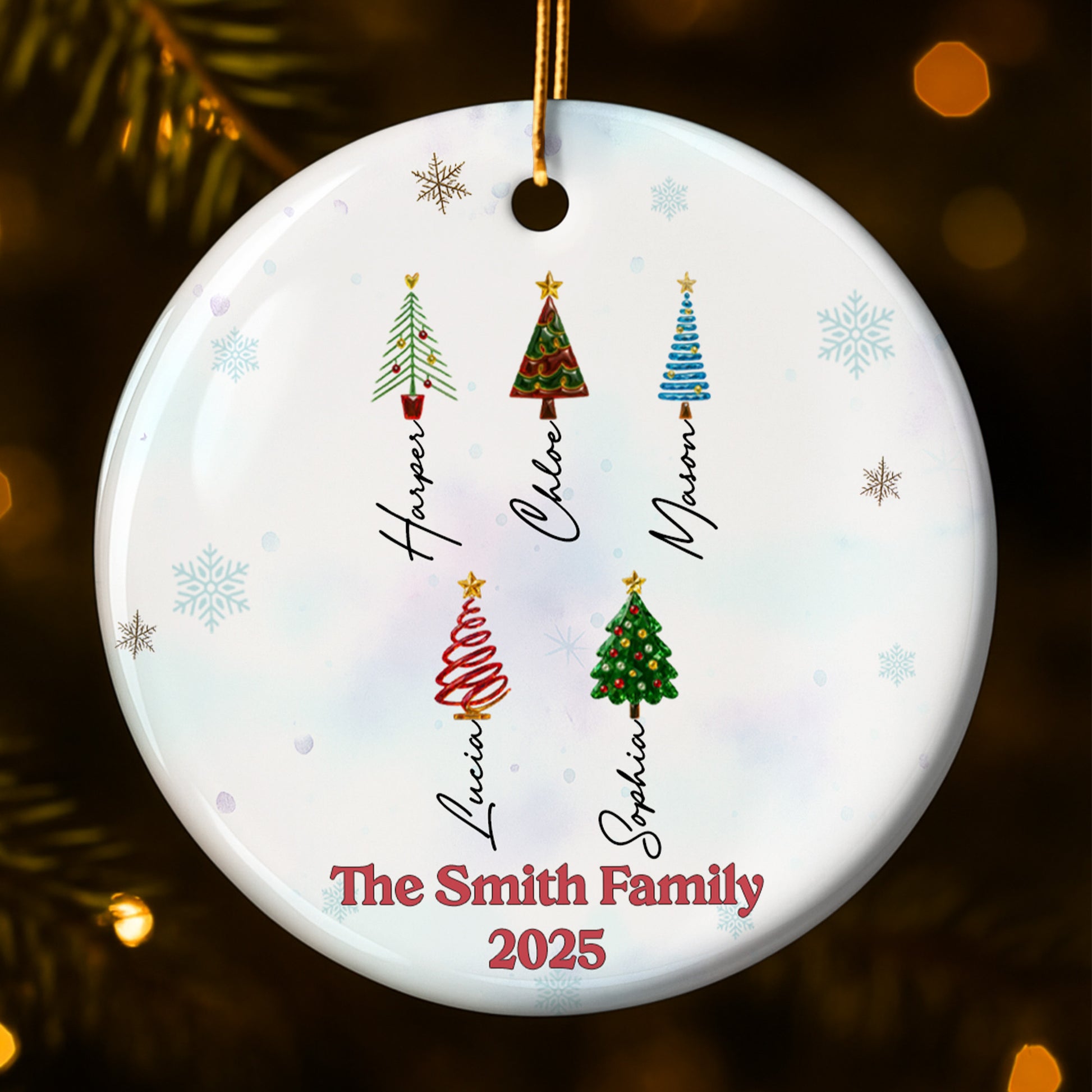 Celebrate A Family Christmas With Trees And Snowflakes