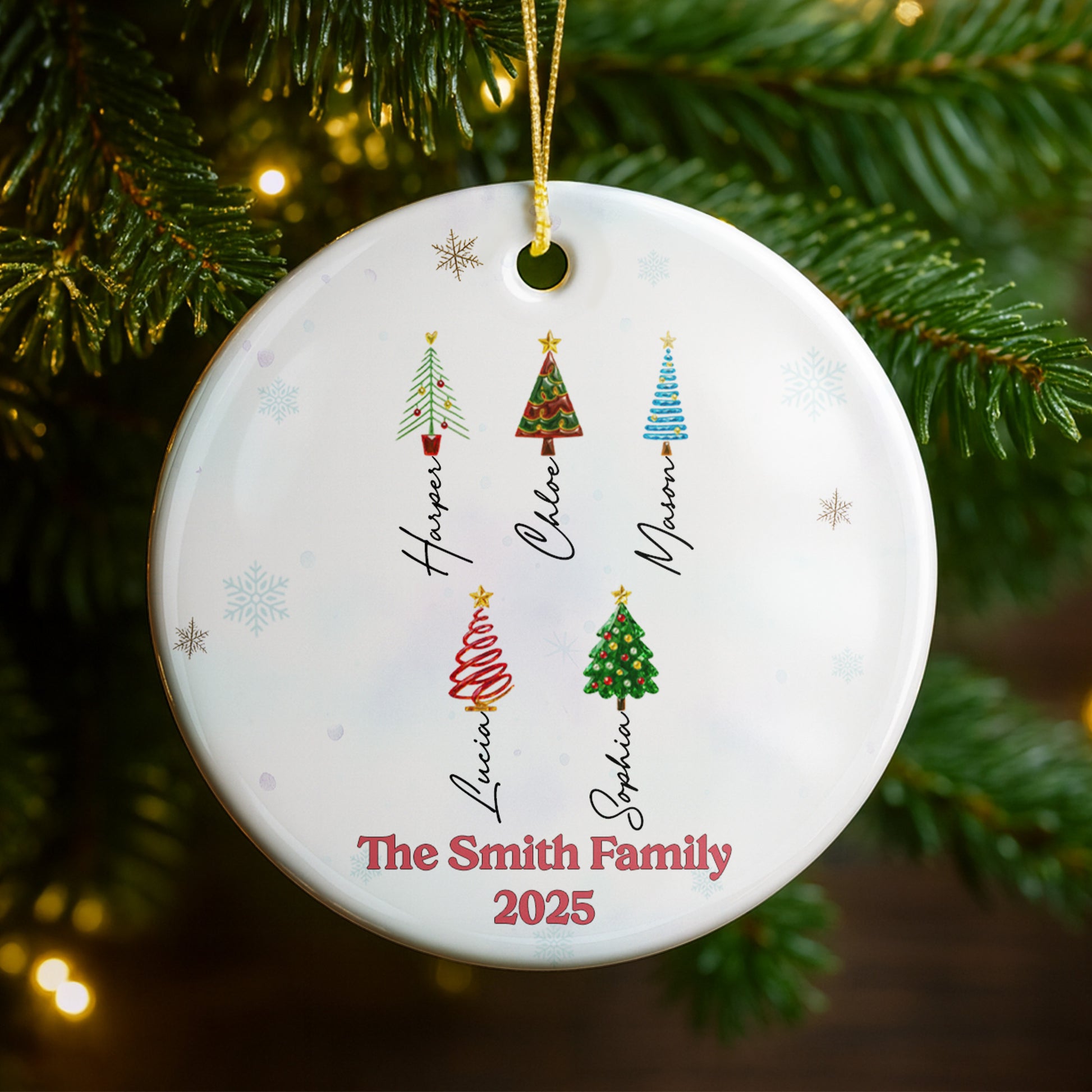 Celebrate A Family Christmas With Trees And Snowflakes